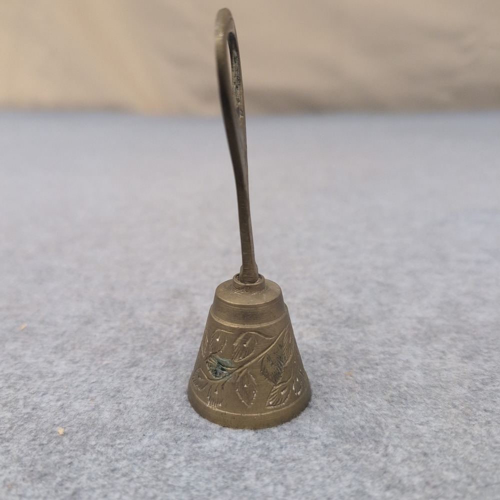 Vintage Brass Bell Bottle Opener Engraved Floral Design Unique Bar Tool - Picture 3 of 6